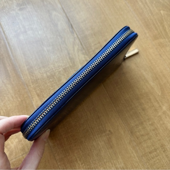 Tory Burch Blue Patent Leather Ziparound Accordion Wallet, One Size - Picture 8 of 15